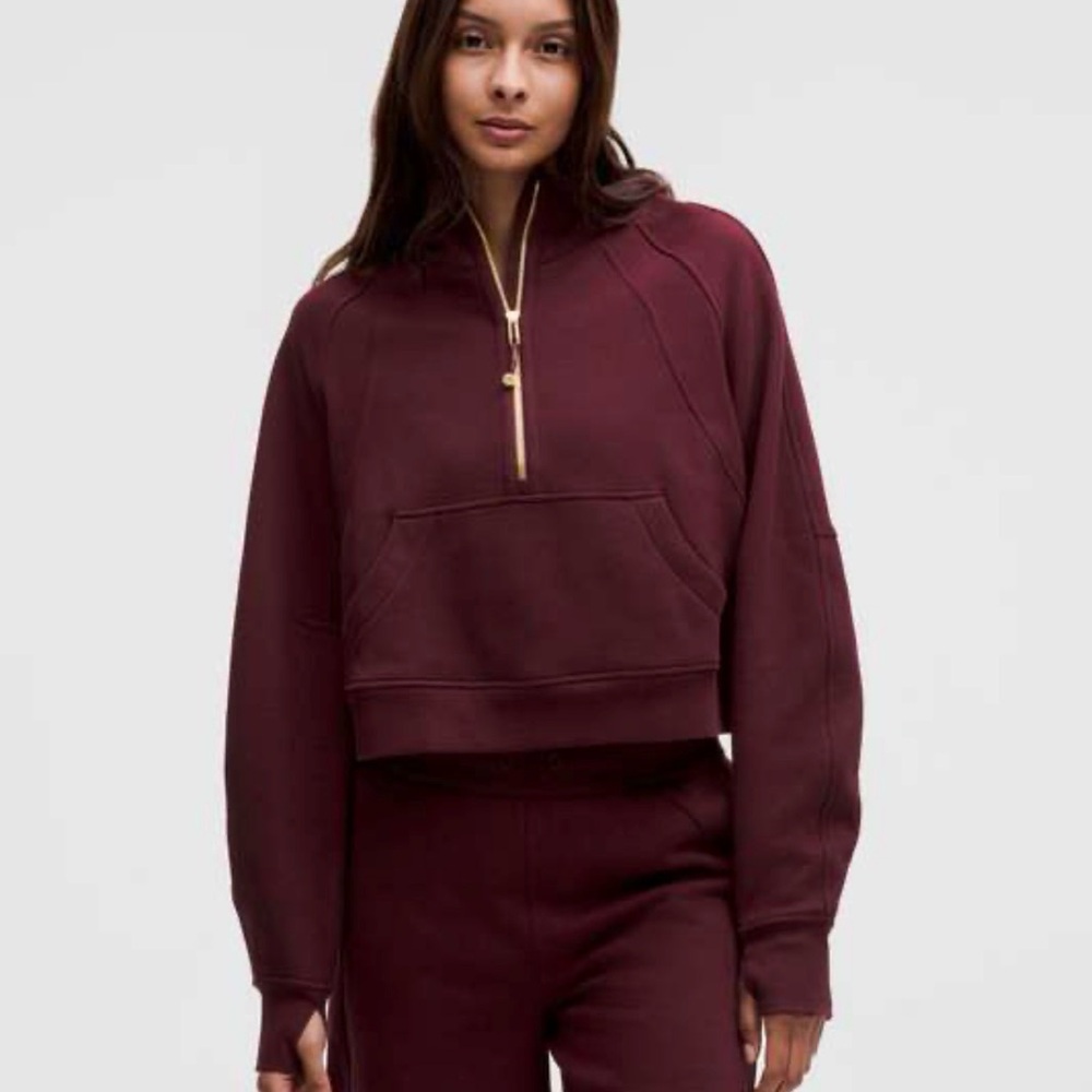 lululemon athletica Burgundy Cropped Quarter-Zip Sweatshirt